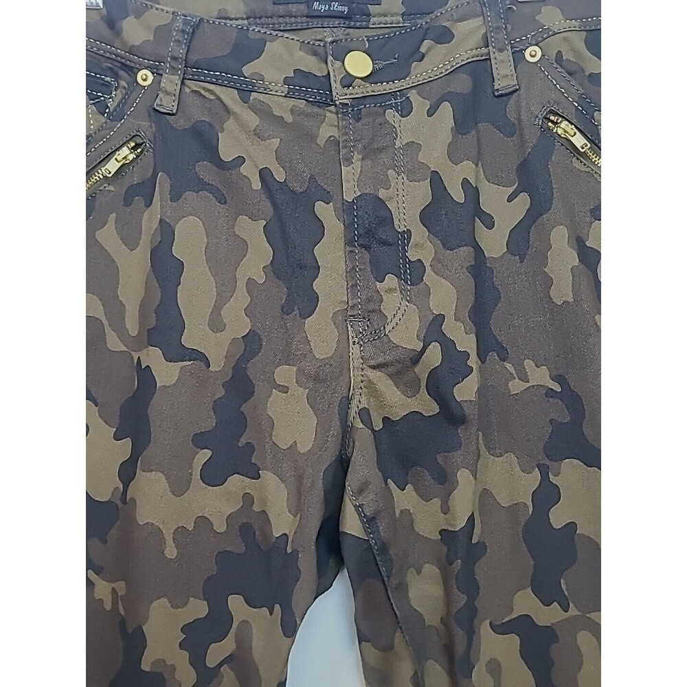 Poetic Justice Maya Skinny Womens Camouflage Green Brown Jeans Size 32R - Picture 5 of 11
